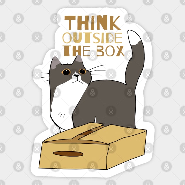 Chubby Cat and the Box Sticker by KewaleeTee